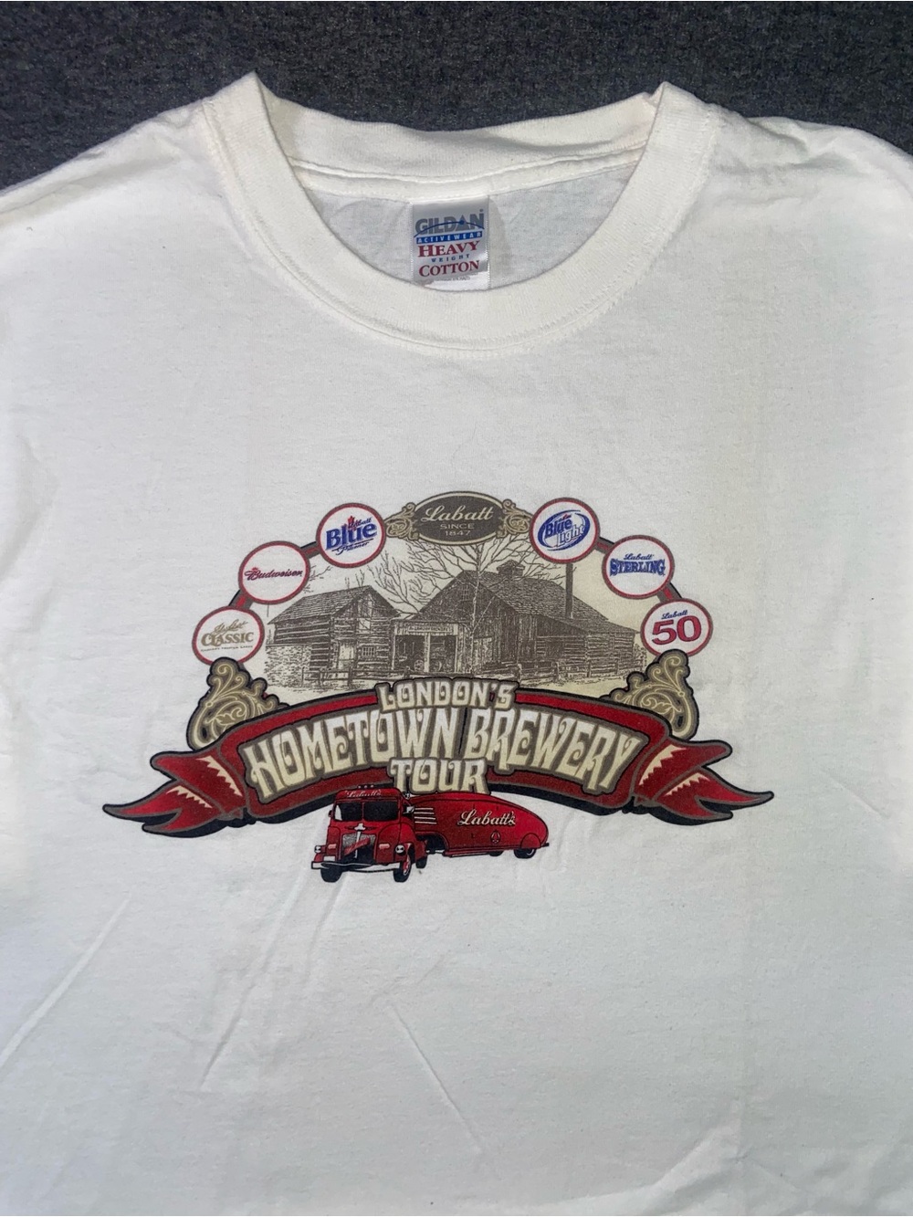 Vintage Y2K Labatt Beer T-Shirt XL White Hometown Brewery Tour London Ontario